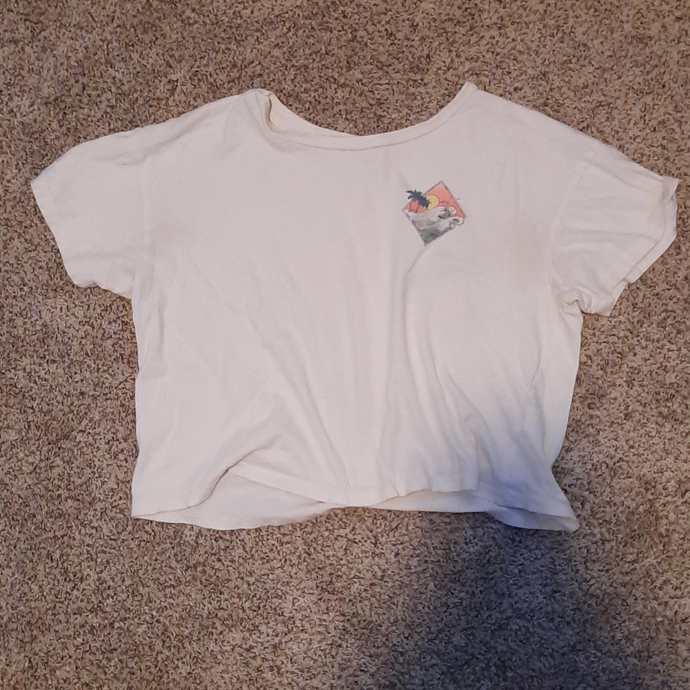 White crop top with wave print